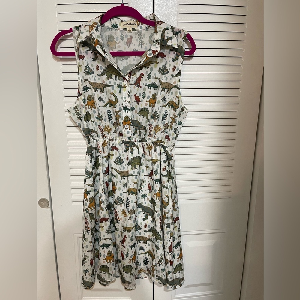 Adorable Dino dress (button down)